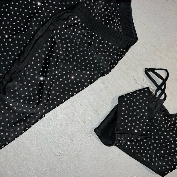 black rhinestones two piece skirt and top - Picture 10 of 10